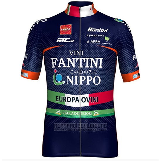 2018 Fahrradbekleidung Nippo Vini Fantini Europa Ovini Dunkel Blau Trikot Kurzarm und Tragerhose